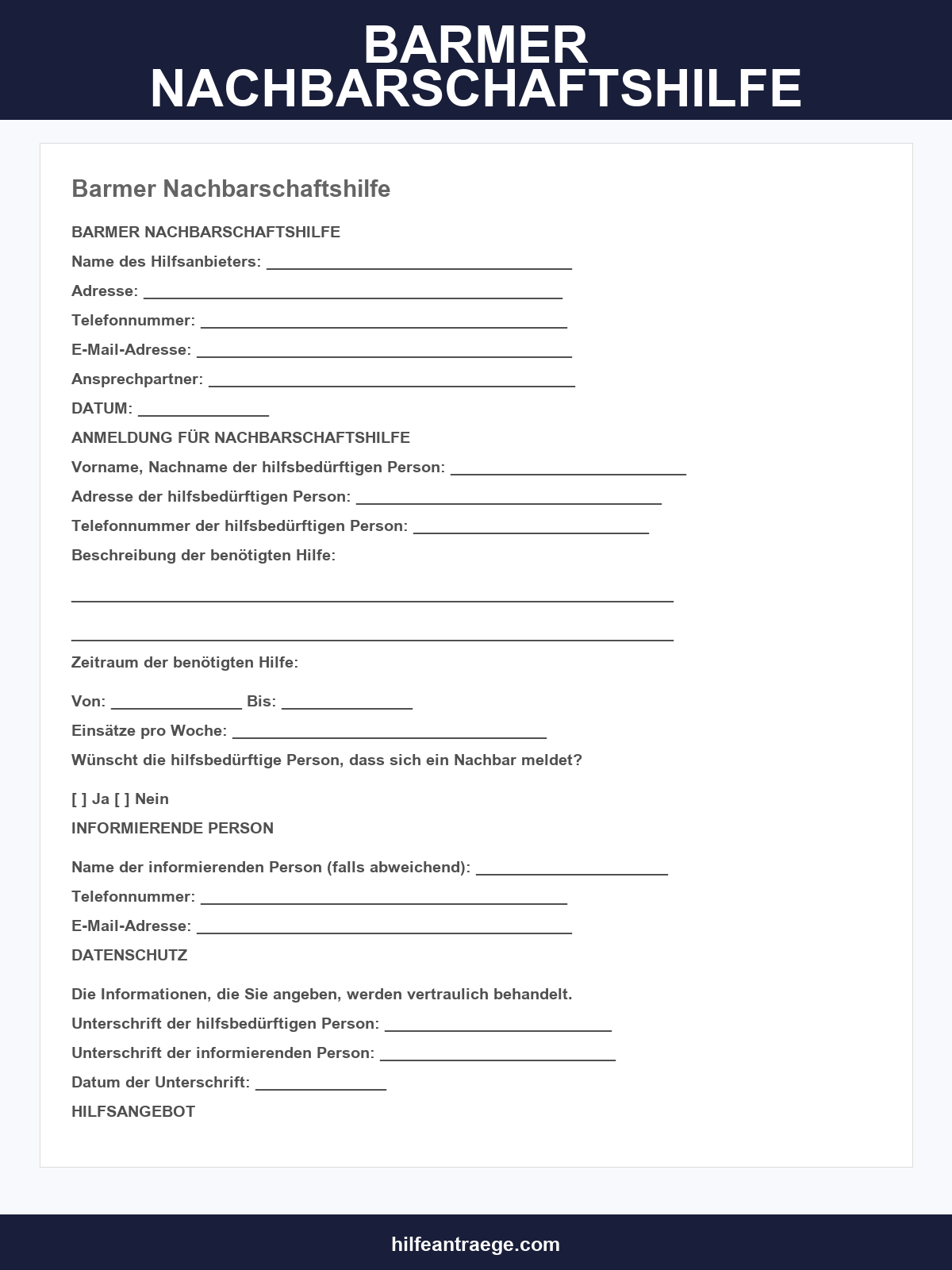 Barmer Nachbarschaftshilfe Formular