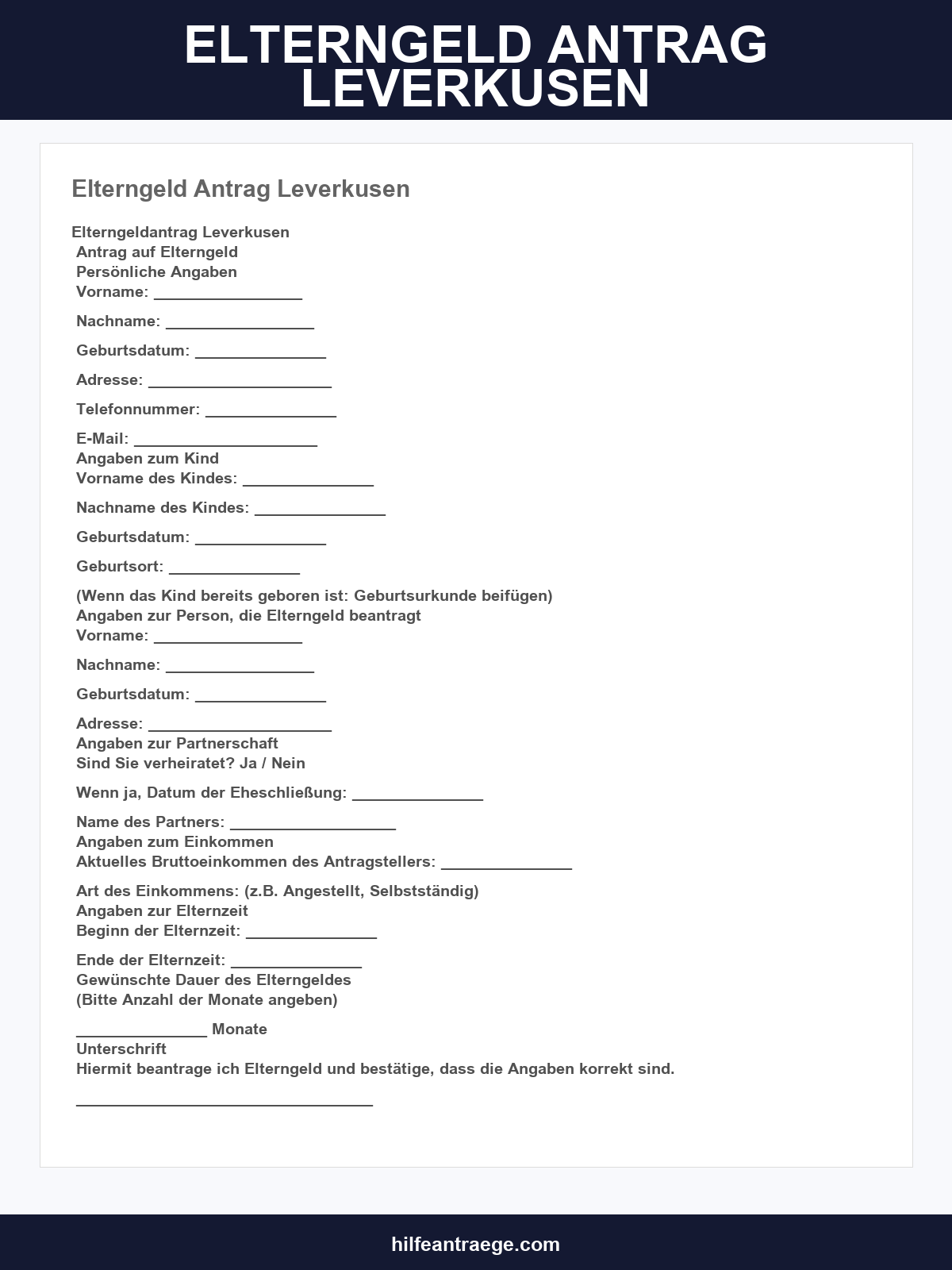 Elterngeld Antrag Leverkusen