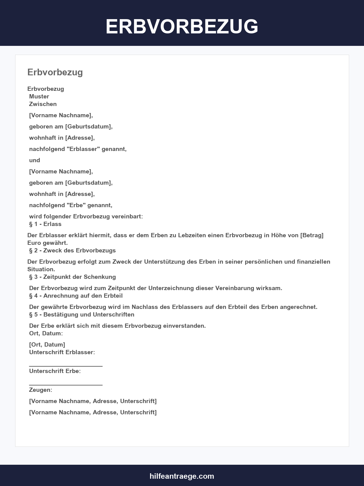 Erbvorbezug Muster