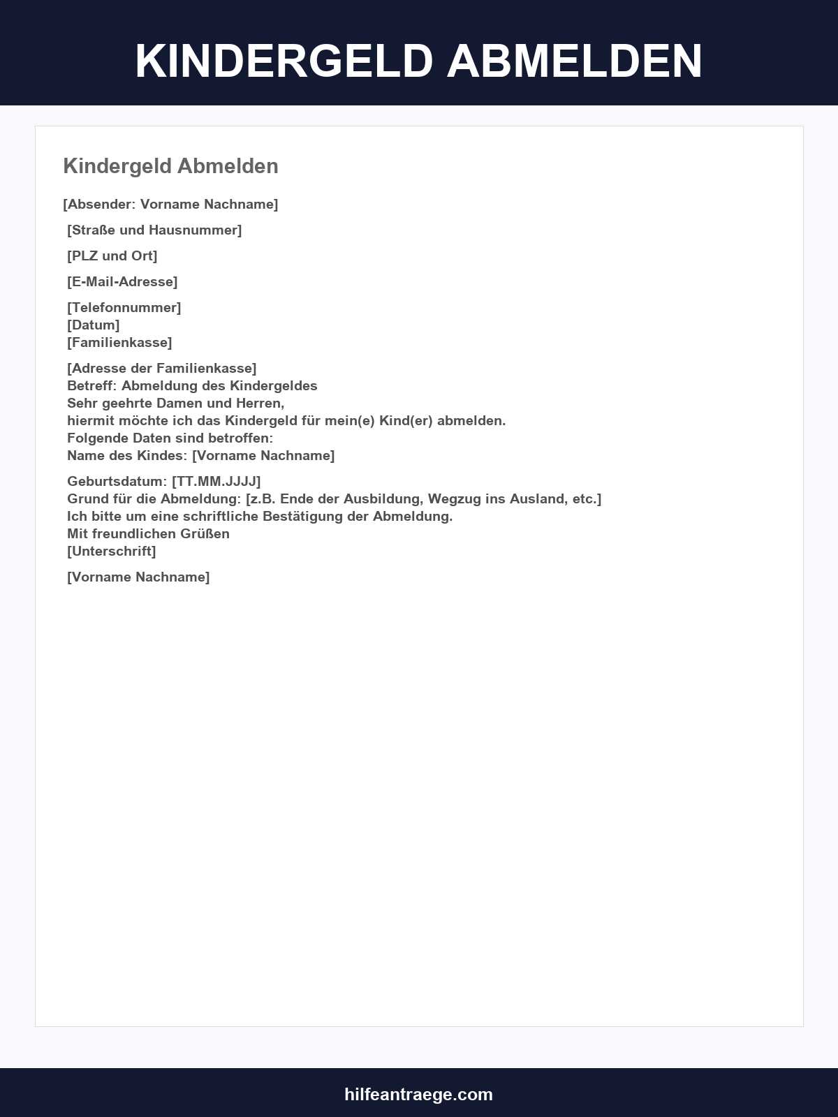 Kindergeld Abmelden Muster