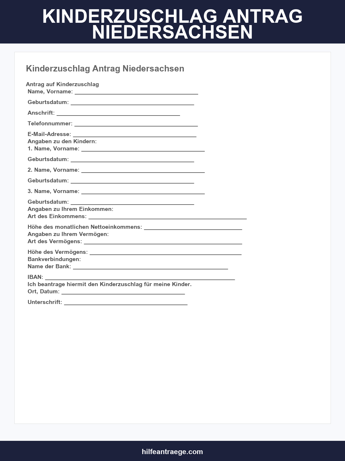 Kinderzuschlag Antrag Niedersachsen