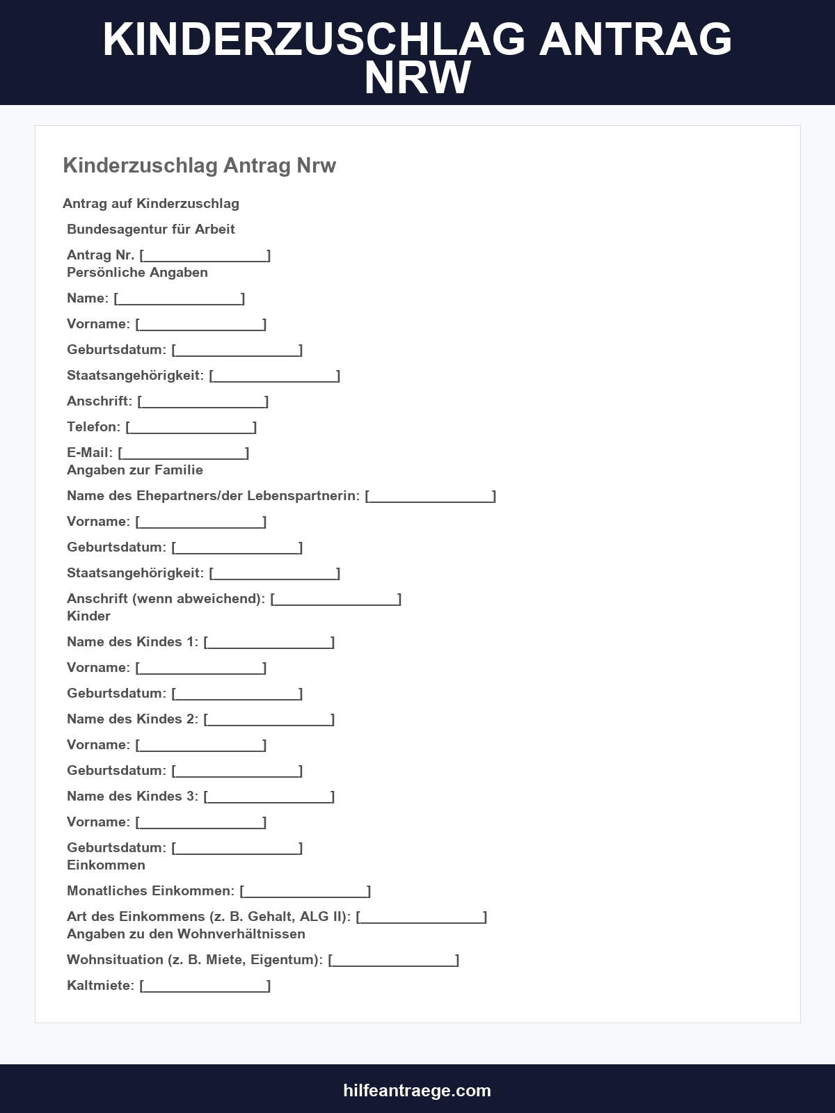 Kinderzuschlag Antrag Nrw