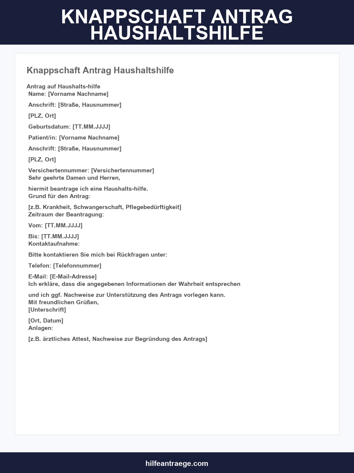 Knappschaft Antrag Haushaltshilfe