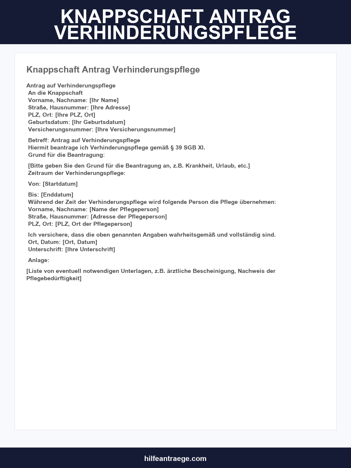 Knappschaft Antrag Verhinderungspflege