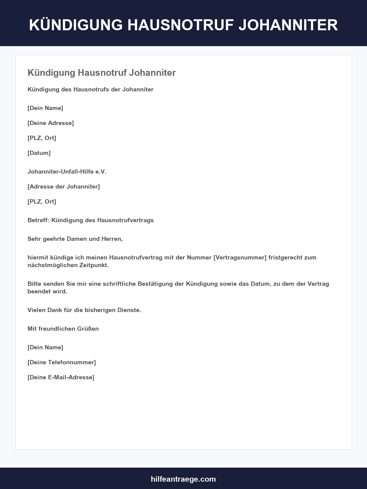 Kündigung Hausnotruf Johanniter