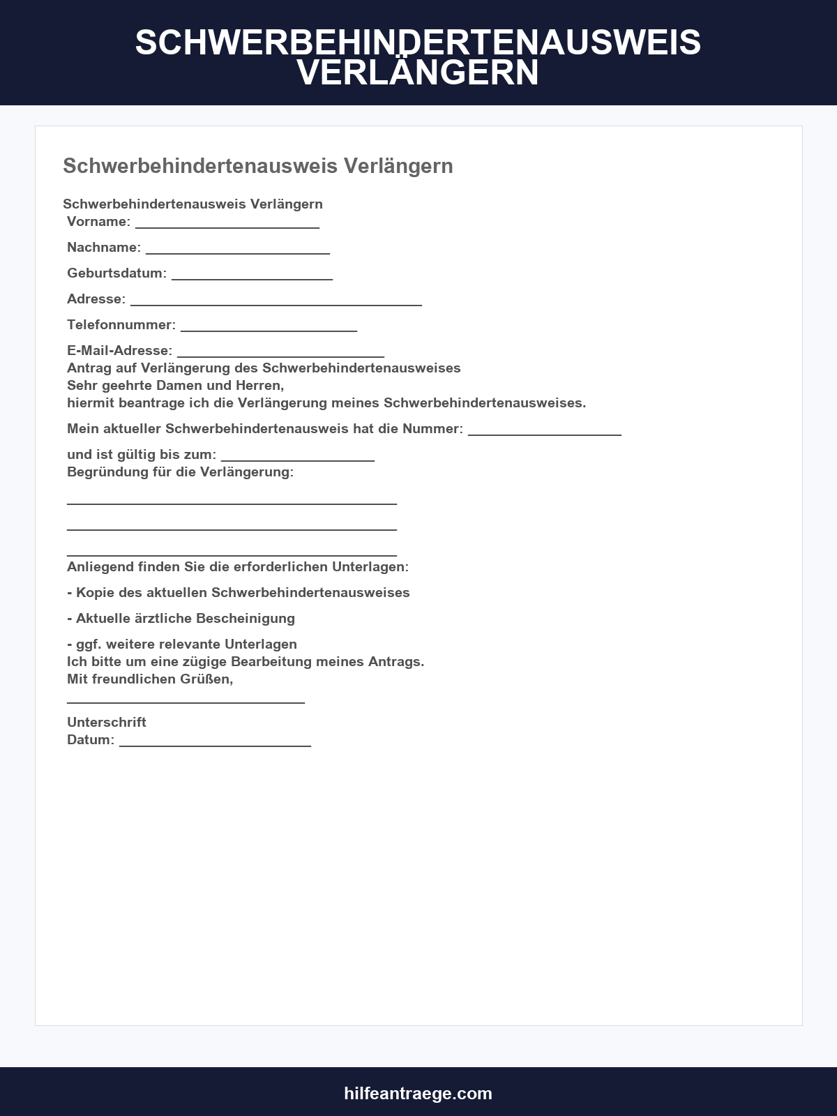 Schwerbehindertenausweis Verlängern Musterbrief